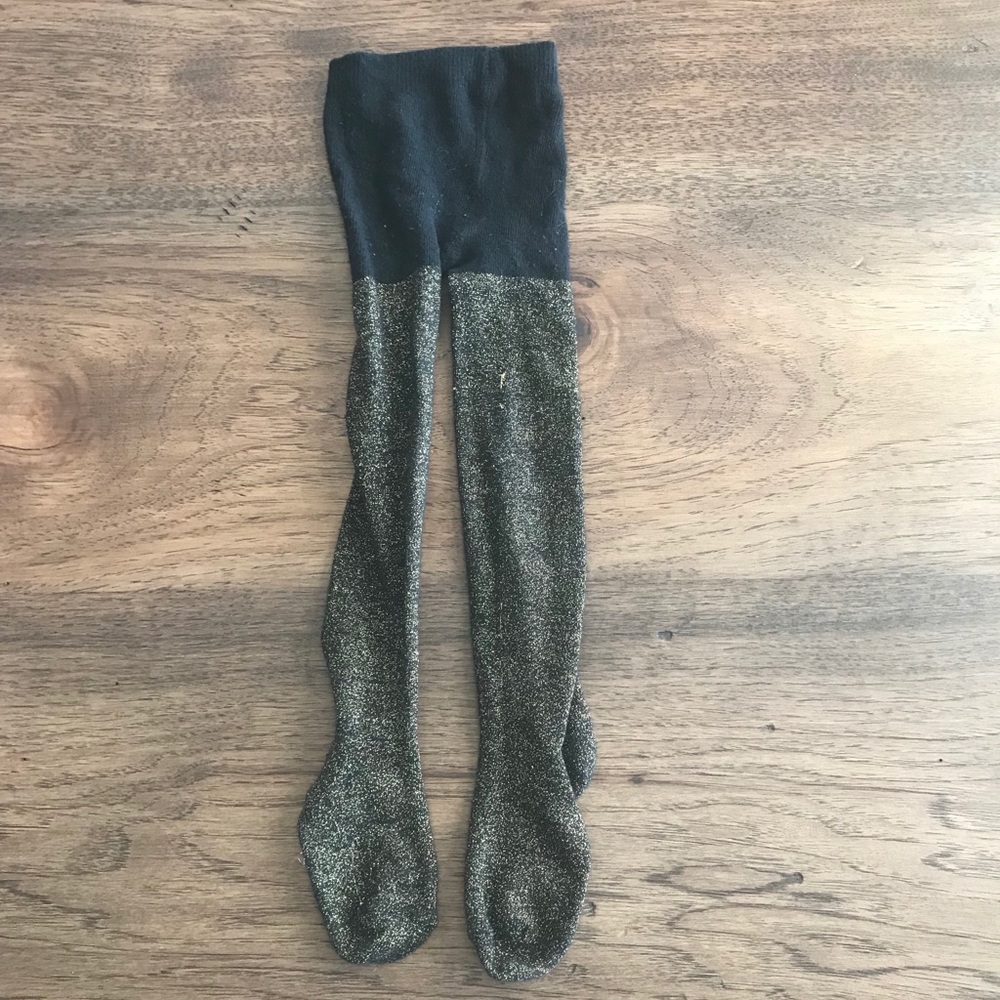 Black and gold sparkle tights in 12-24 mos